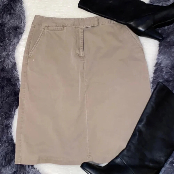 Vintage Talbots khaki Lycra midi skirt Sz 8 - Picture 4 of 15